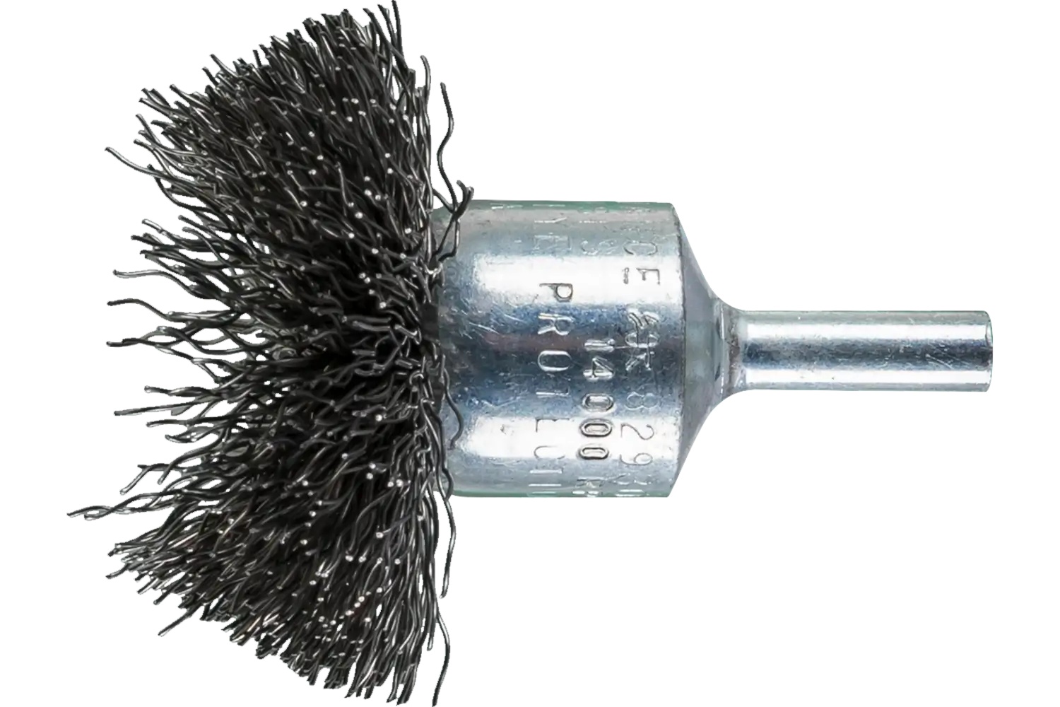 Picture of Pferd Circular Mounted End Brush 2" Dia. .014 Carbon Steel 1/4" Shank